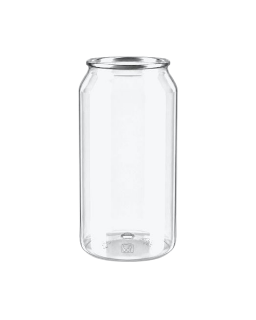 Doza PET transparenta #202, diam 64 mm, 450 ml, capac aluminiu separat, 120 buc/set