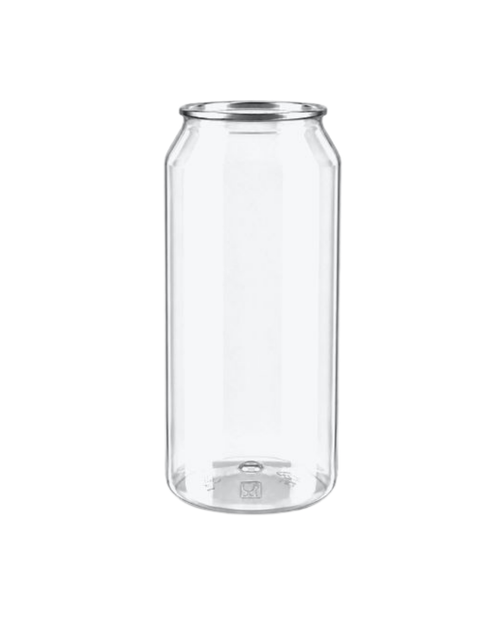 Doza PET transparenta #202, diam 64 mm, 500 ml, capac aluminiu separat, 100 buc/set